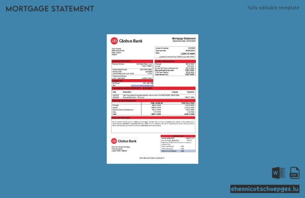 Globus Bank Hypothekenabrechnung Nigeria (Word- und PDF-Beispiel)
